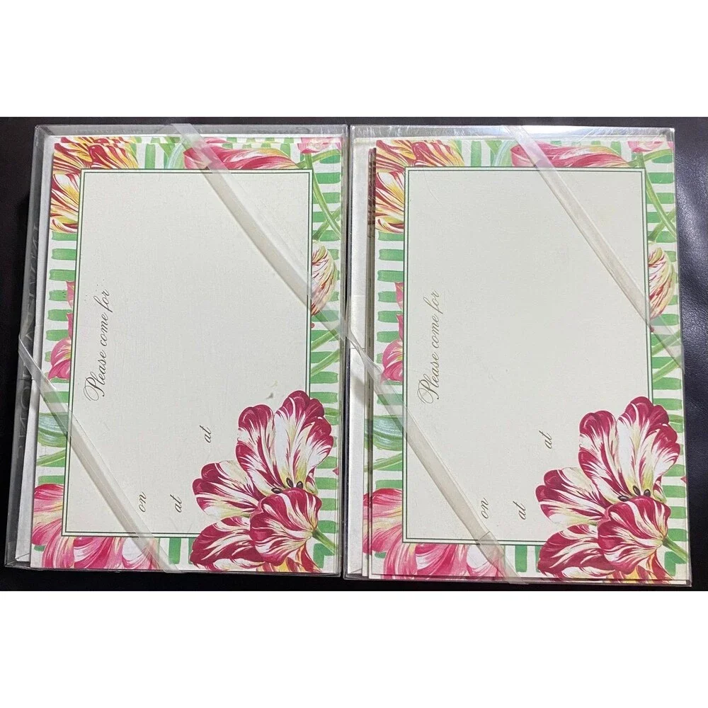 Invitations & Envelopes 2) boxes of 10 Parrot Tulips Red Design
